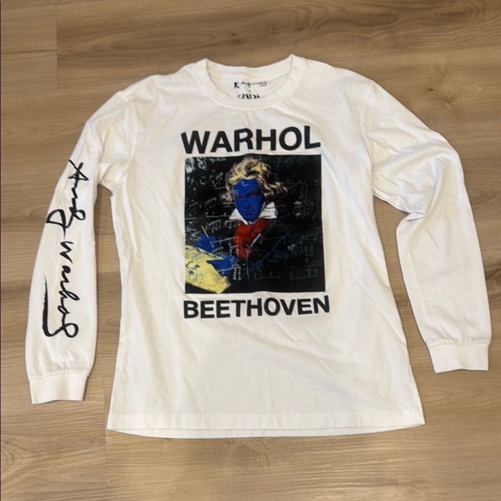 Medium Zara X Andy Warhol White Long Sleeve Tshirt w/Warhol Beethoven Graphic